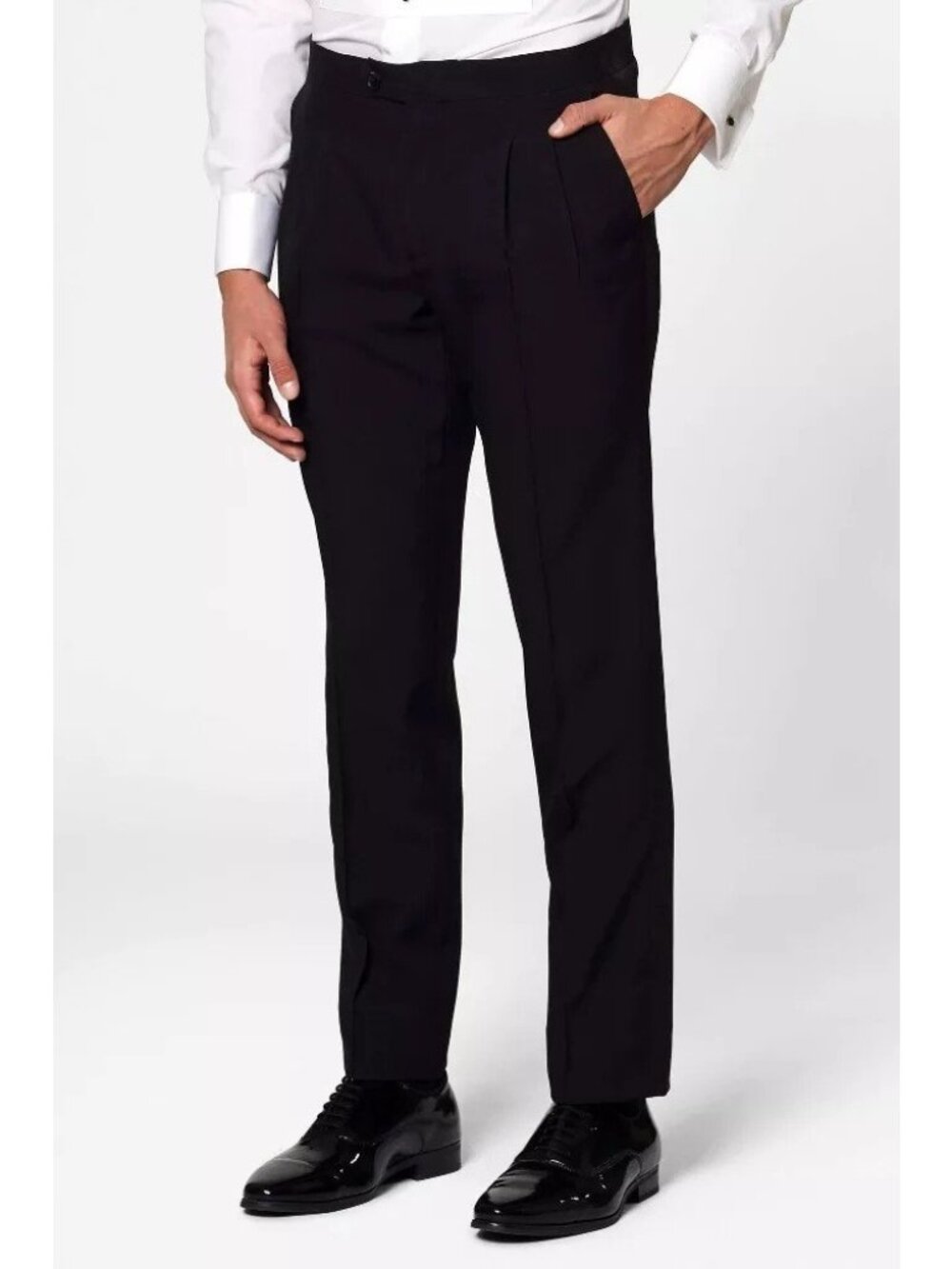 OppoSuits Men's Premium Slim Fit Jet Black Tuxedo Suit -- Size 50 4XL OPEN BOX - Picture 5 of 10
